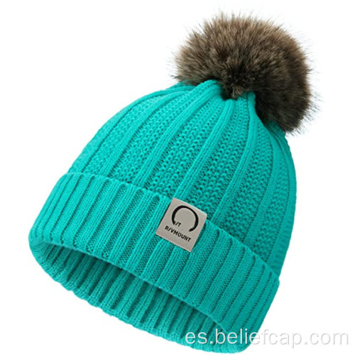 Gorro de gorro cálido de invierno con pom